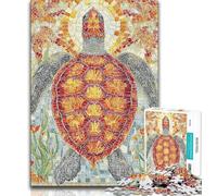 Jigsaw Puzzles for Teenagers 1000 Pieces Stained Glass Turtle Adult Jigsaw,Educational Games Wall Decoration Unique Birthday And Xmas Gifts 38x26cm