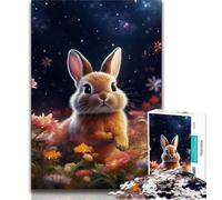 Jigsaw Puzzles for Teenagers 1000 Pieces Starry Flower Rabbit Adult Puzzles,Fun Games Wall Decoration Unique Birthday And Xmas Gifts 38x26cm