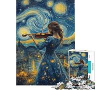 Jigsaw Puzzles for Teenagers 1000 Pieces Starry Night Violinist Jigsaws for Adults Hands-on Game A Work of Art Parent-child Interaction (size 50x75cm)