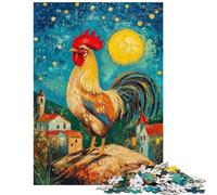 Jigsaw Puzzles for Teenagers 1000 Pieces Starry Rooster's Vigil Brain Teaser Game Precision Cutting DIY Toys Improving Love between Couples Size 38x52cm