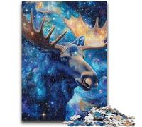 Jigsaw Puzzles for Teenagers 1000 Pieces Starry Sky Moose Family Entertainment Toys Educational Game for Birthday, Chrismas for Ages 14+ 26x38cm