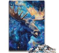 Jigsaw Puzzles for Teenagers 1000 Pieces Starry Sky Moose for And 14 Years And over Educational Challenge Fun Activities at Home, Birthday Gifts, Travel Gifts 50x75cm