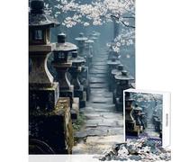 Jigsaw Puzzles for Teenagers 1000 Pieces Stone Lanterns Path Japanese Educational Games Pattern Assembly Toy Wall Decor Improving Love between Couples (52X38cm)