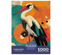 Jigsaw Puzzles for Teenagers 1000 Pieces Stork with Geometric Background Graceful Crane A Vibrant Pop Art Expression Jigsaw for Adults Relaxing Games Home Decoration Unique Gifts for Birthday And Chr