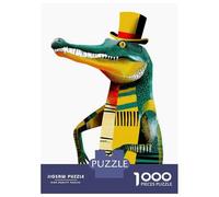 Jigsaw Puzzles for Teenagers 1000 Pieces Stylish Crocodile with Top Hat Illustration Jigsaw for Adults Toy Wall Decor Improve Memory Birthday And Unique Gifts 52x38cm/1000pcs