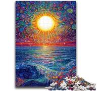 Jigsaw Puzzles for Teenagers 1000 Pieces Sun Rising over The Ocean Educational Family Game Deal As Gifts for The Whole Family for And Age 14 Years Up 26x38cm