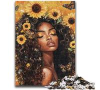 Jigsaw Puzzles for Teenagers 1000 Pieces Sunflower African Woman 1000 Pieces for Adults,family Fun Games Is Ideal As A Gift for The Whole Family (38x26cm)