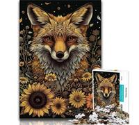 Jigsaw Puzzles for Teenagers 1000 Pieces Sunflower Fox Adult Jigsaw,Educational Games Wall Decoration Unique Birthday And Xmas Gifts 38x26cm