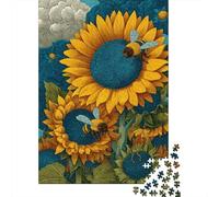 Jigsaw Puzzles for Teenagers 1000 Pieces Sunflower Garden with Bees Jigsaw for Adults Toy Wall Decor Improve Memory Birthday And Unique Gifts 38x26cm/1000pcs