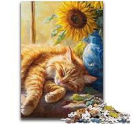 Jigsaw Puzzles for Teenagers 1000 Pieces Sunflowers And Cats Stress Reliever Difficult Challenge Deal As Gifts for The Whole Family 50x75cm
