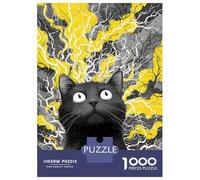 Jigsaw Puzzles for Teenagers 1000 Pieces Surprised Black Cat with Abstract Background Adult Jigsaw DIY Toys But Fun And Humorous Birthday And Unique Gifts 70x50cm/1000pcs