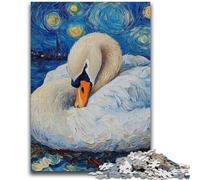 Jigsaw Puzzles for Teenagers 1000 Pieces Swan Night Sky Family Game Stress Reliever Difficult Challenge Suitable for Couples 50x75cm