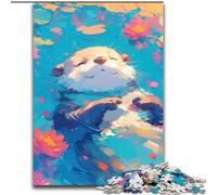 Jigsaw Puzzles for Teenagers 1000 Pieces Swimming Otter,Help The Brain Exercise Addictive Toys to Cultivate Patience Perfect Decoration 38x26cm