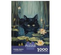 Jigsaw Puzzles for Teenagers 1000 Pieces Swimming River Black Cat Puzzles for Adults Hands-on Game Improve Memory Parent-child Interaction 38x26cm/1000pcs