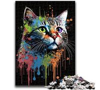 Jigsaw Puzzles for Teenagers 1000 Pieces Tabby Cat Colourful Puzzles,Challenging Game Gifts for Is Ideal As A Gift for The Whole Family (75x50cm)