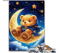 Jigsaw Puzzles for Teenagers 1000 Pieces Teddy Bear Sitting on The Moon,Artistic Wall Decor & Birthday Gift Idea for Friends,Home Office 50X75CM