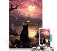 Jigsaw Puzzles for teenagers 1000 Pieces The Moon Night Cat Japan Hand speed competition gifts for friends and family 50x70cm
