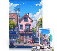 Jigsaw Puzzles for teenagers 1000 Pieces The Pink House Anime Hands-on-Spiel Verbessern Sie das Gedächtnis52x38cm
