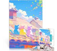 Jigsaw Puzzles for teenagers 1000 Pieces Three Cats on a Roof Mustermontage eignet sich ideal als Geschenk für die ganze Familie75x50cm