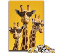 Jigsaw Puzzles for Teenagers 1000 Pieces Three Giraffes Wearing Glasses Educational Game Challenge Toy Wall Decoration Unique Birthday And Xmas Gifts 26x38cm
