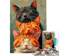 Jigsaw Puzzles for Teenagers 1000 Pieces Three Sleeping Cats Jigsaw 1000 Pieces Home Decoration Toys Analysis And Logic Unique Birthday And Gifts (38x52cm)