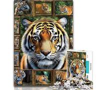 Jigsaw Puzzles for Teenagers 1000 Pieces Tiger Collage Teenager Jigsaw,Stress Reliever Difficult Challenge Secret Santa Gifts (size 75x50cm)