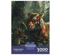 Jigsaw Puzzles for Teenagers 1000 Pieces Tiger Deer Fairy Tale Teenager Puzzles Relax Games Perfect Decoration Birthday And Unique Gifts 52x38cm/1000pcs