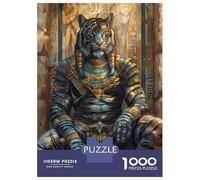 Jigsaw Puzzles for Teenagers 1000 Pieces Tiger Egyptian God Statue Puzzle for Adults Toy Wall Decor Difficult Challenge for Is Ideal As A Gift 52x38cm/1000pcs