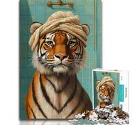 Jigsaw Puzzles for Teenagers 1000 Pieces Tiger in The Bathroom Teenager Jigsaw,Challenging Difficult Deal As Gifts for The Whole Family 38x26cm