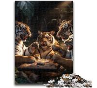 Jigsaw Puzzles for Teenagers 1000 Pieces Tiger Poker Adult Jigsaw,Staycation Kill Time with Fully Interlocking Randomly Shaped Pieces (26x38cm)