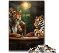 Jigsaw Puzzles for Teenagers 1000 Pieces Tiger Poker Adult Jigsaw,Staycation Kill Time with Fully Interlocking Randomly Shaped Pieces (75x50cm)