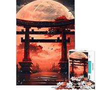 Jigsaw Puzzles for Teenagers 1000 Pieces Torii Gate Full Moon Jigsaw 1000 Pieces Home Decoration Toys Analysis And Logic Unique Birthday And Gifts (38x26cm)