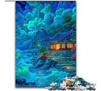 Jigsaw Puzzles for Teenagers 1000 Pieces Traditional Korean Palace Towers,Stress Reliever Staycation Kill Time Wishlist with Santa Claus 50x75cm