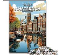 Jigsaw Puzzles for Teenagers 1000 Pieces Travel to Amsterdam,Help The Brain Exercise Addictive Toys to Cultivate Patience Perfect Decoration 50x75cm