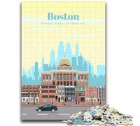 Jigsaw Puzzles for Teenagers 1000 Pieces Travel to Boston 1000 Piece Jigsaw,Artistic Wall Decor & Birthday Gift Idea for Friends, Home Office (26x38cm)