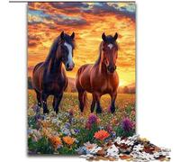 Jigsaw Puzzles for Teenagers 1000 Pieces Two Horses, Stress Relief Toys Unique Home Decor And Gifts for Age 14 (size 50x75cm)