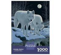 Jigsaw Puzzles for Teenagers 1000 Pieces Two White Wolves Under Moonlight Adult Puzzles Toy Wall Decor But Fun And Humorous Unique Gifts for Birthday And Christmas 38x26cm/1000pcs