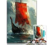 Jigsaw Puzzles for Teenagers 1000 Pieces Viking Drakkar Boat,Stress Reliever Staycation Kill Time Enhance Love between Couples (75x50cm)