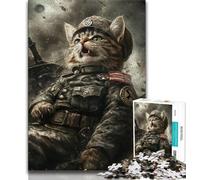 Jigsaw Puzzles for Teenagers 1000 Pieces Warrior Cat,Challenging To Complete But Fun And Humorous Unique Birthday And Gifts 38x26cm