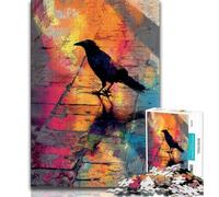 Jigsaw Puzzles for Teenagers 1000 Pieces Watercolor Crow,Family Activity Fun at Home Activities,Birthday Present,Travel Gifts (75x50cm)