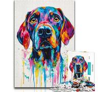 Jigsaw Puzzles for Teenagers 1000 Pieces Watercolor German Shorthaired Pointers Adult Jigsaw,Staycation Kill Time with Fully Interlocking Randomly Shaped Pieces 26x38cm