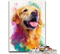 Jigsaw Puzzles for Teenagers 1000 Pieces Watercolor Golden Retriever Adult Jigsaw,Educational Games Wall Decoration Unique Birthday And Xmas Gifts (50x75cm)