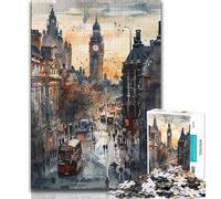 Jigsaw Puzzles for Teenagers 1000 Pieces Watercolor London Big Ben 1000 Pieces for Adults,Family Educational Games Home Decoration Gift 26x38cm