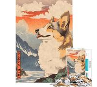 Jigsaw Puzzles for Teenagers 1000 Pieces Welsh Corgi Dog Woodblock Challenging Game Toys Impossible Game Suitable for Couples Birthday Gifts (Size 38x26cm)