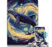 Jigsaw Puzzles for Teenagers 1000 Pieces Whales in The Night Sky,Toys Educational Games Stress Relieving Parent-child Interaction (75x50cm)