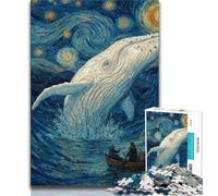 Jigsaw Puzzles for Teenagers 1000 Pieces Whales in The Starry Sky,Toys Educational Games Stress Relieving Parent-child Interaction 38x26cm