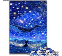 Jigsaw Puzzles for Teenagers 1000 Pieces Whales Under The Starry Sky, Suitable for People Aged 14 And Above Challenging To Complete But Fun And Humorous Great Gift (Size 26x38cm)