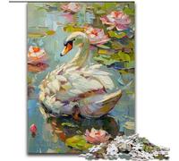 Jigsaw Puzzles for Teenagers 1000 Pieces White Swan Oil Painting, for Ages 14 And over Each Piece Is Unique - Fun And Challenging Game for The Whole Family Good Gift (Size 50x75cm)