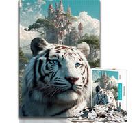 Jigsaw Puzzles for Teenagers 1000 Pieces White Tiger,for Educational Game Challenge Toy Deal As Gifts for The Whole Family 38x26cm