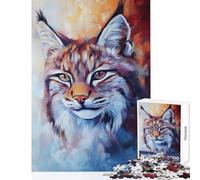 Jigsaw Puzzles for Teenagers 1000 Pieces Wild Lynx Portrait Create Lasting Family Memories Memorable Seasonal (38x52cm)
